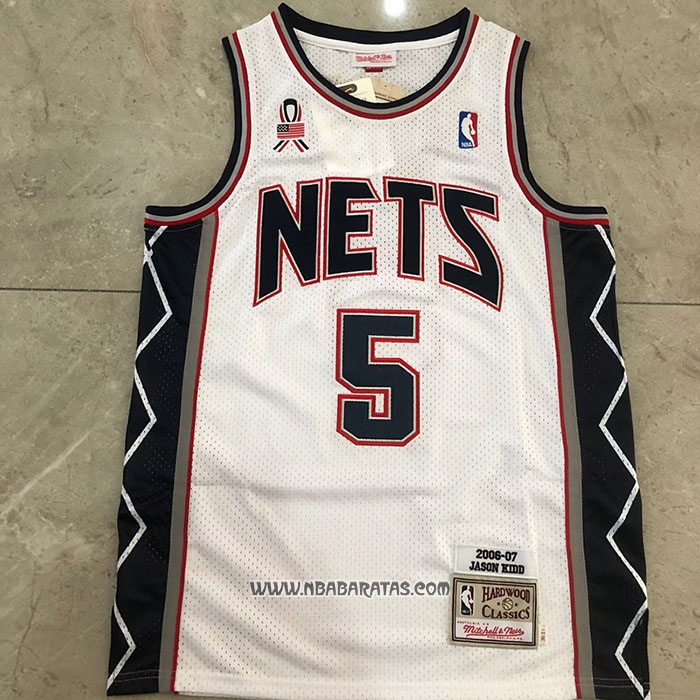 Camiseta Brooklyn Nets Jason Kidd #5 Mitchell & Ness 2006-07 Blanco